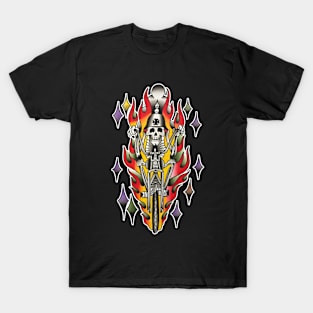 Skeleton Biker Rider Tattoo Design T-Shirt